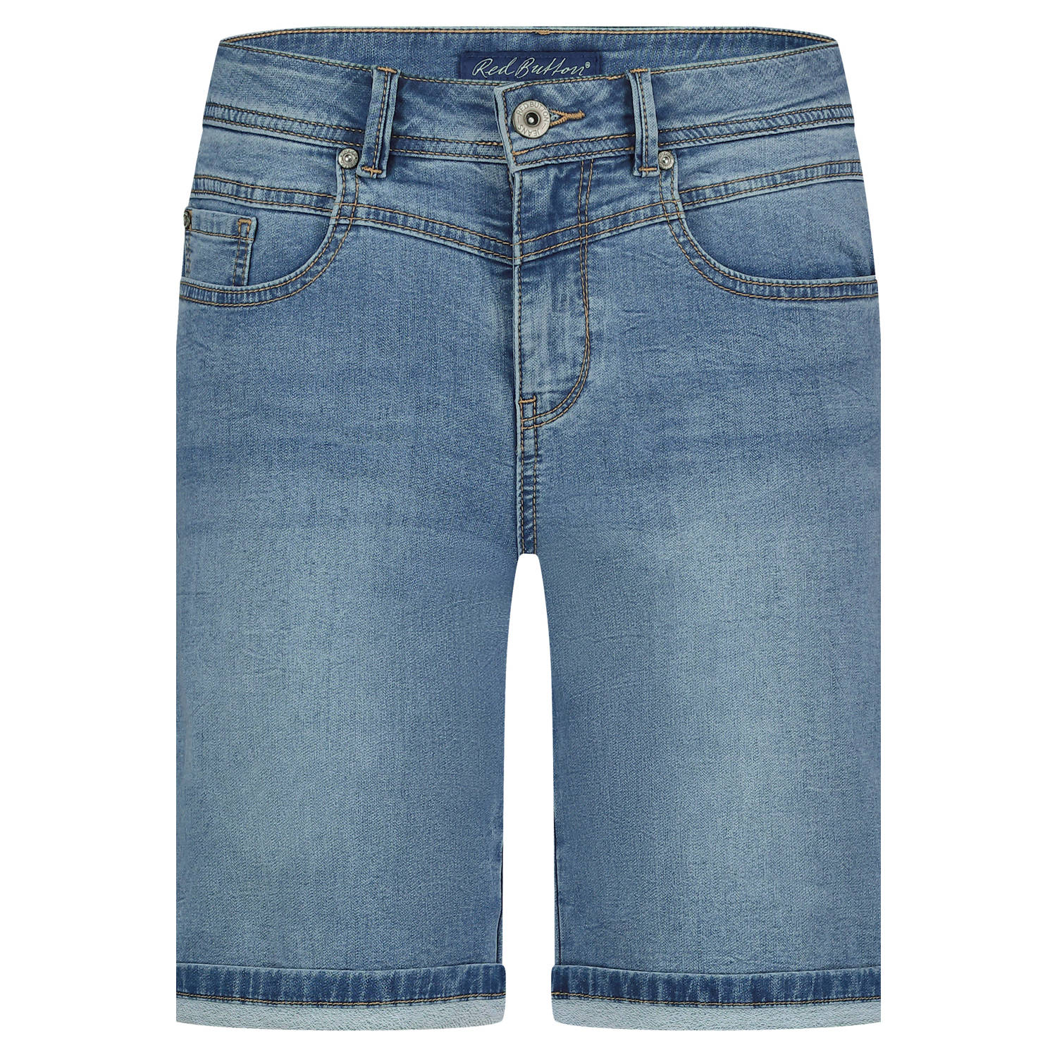 Red Button slim high waist bermuda short medium blue denim
