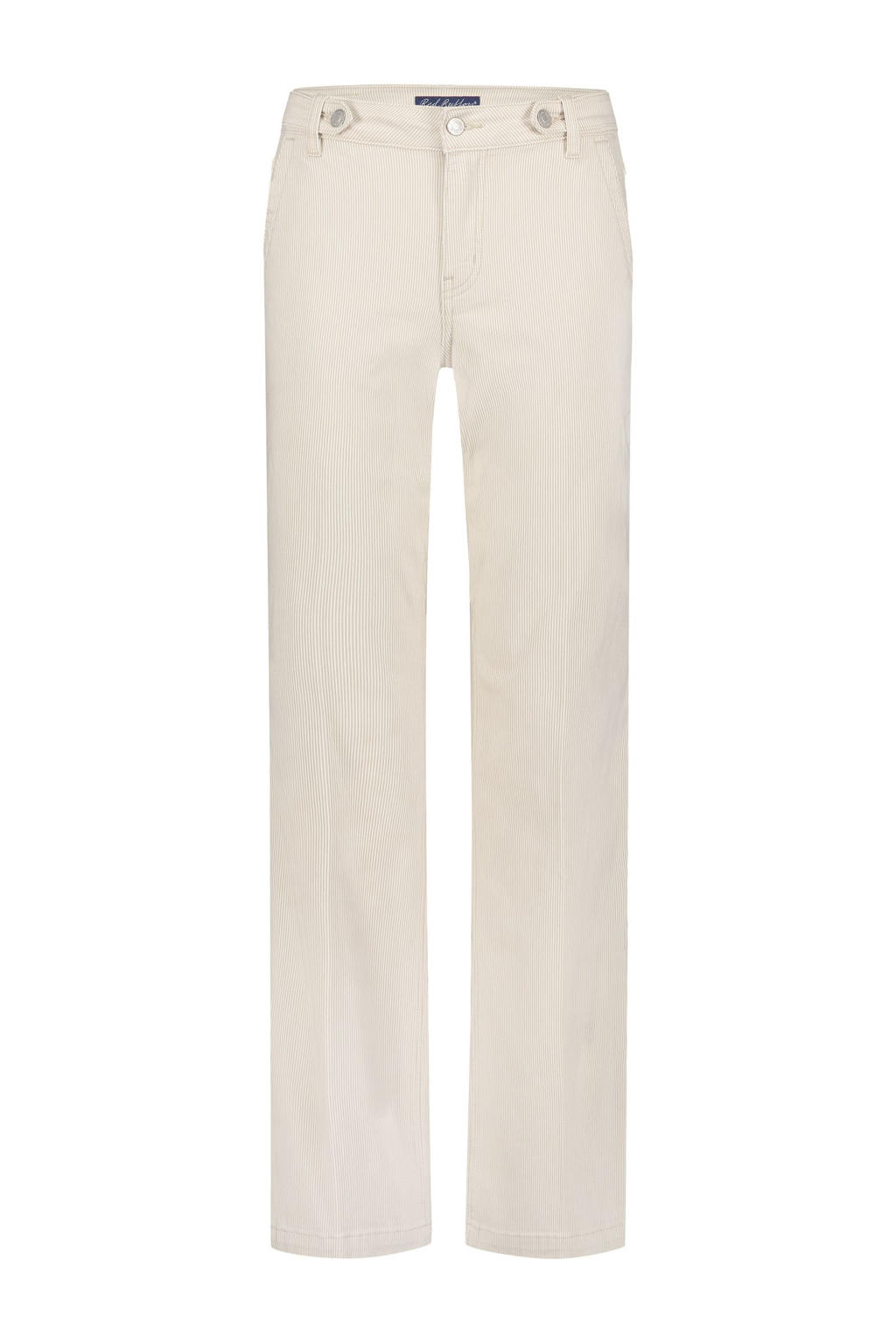 Zandkleurige dames Red Button high waist wide leg jeans van denim met rits- en knoopsluiting en strepenprint