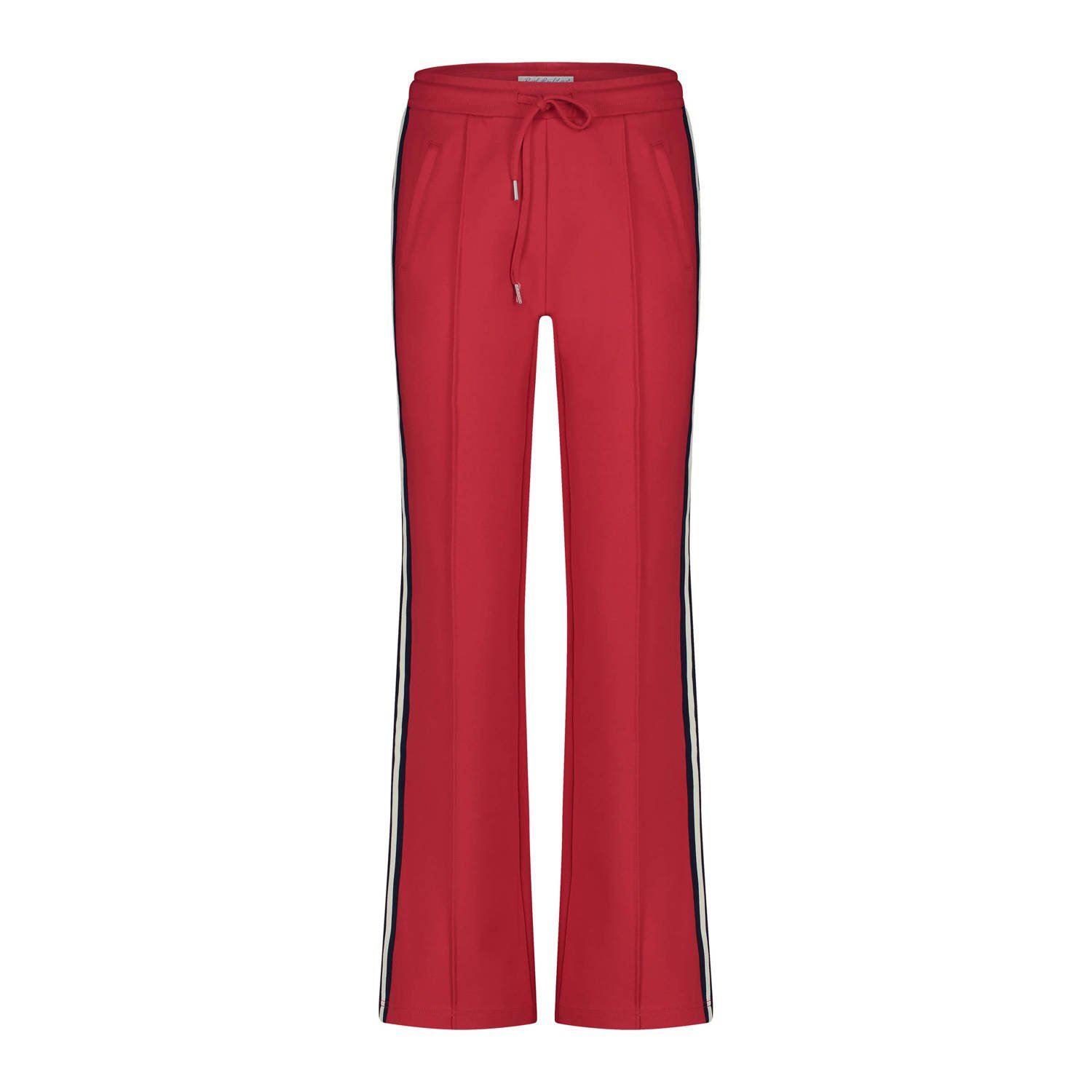Red Button wide leg high waist pantalon rood gebreid