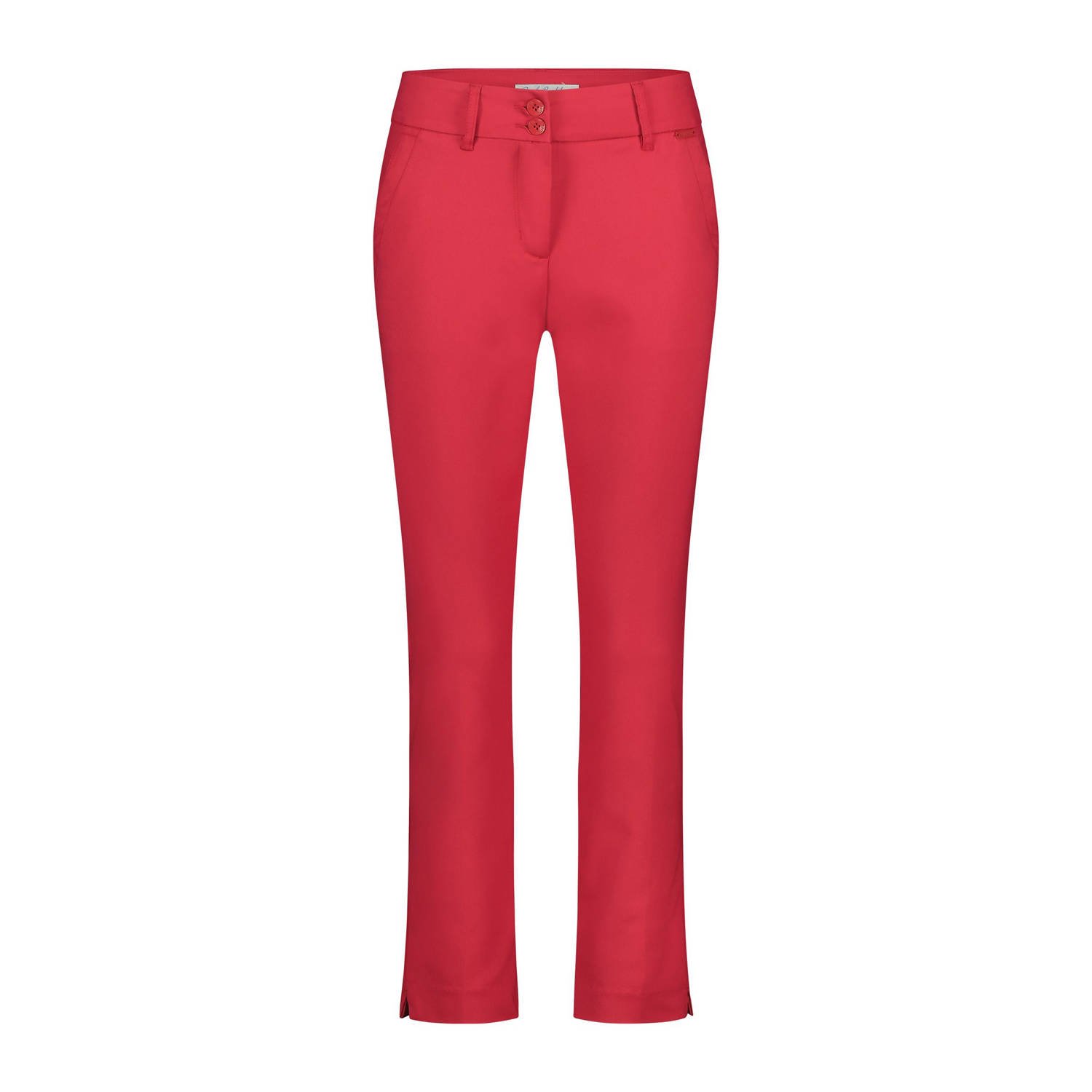 Red Button slim high waist pantalon rood