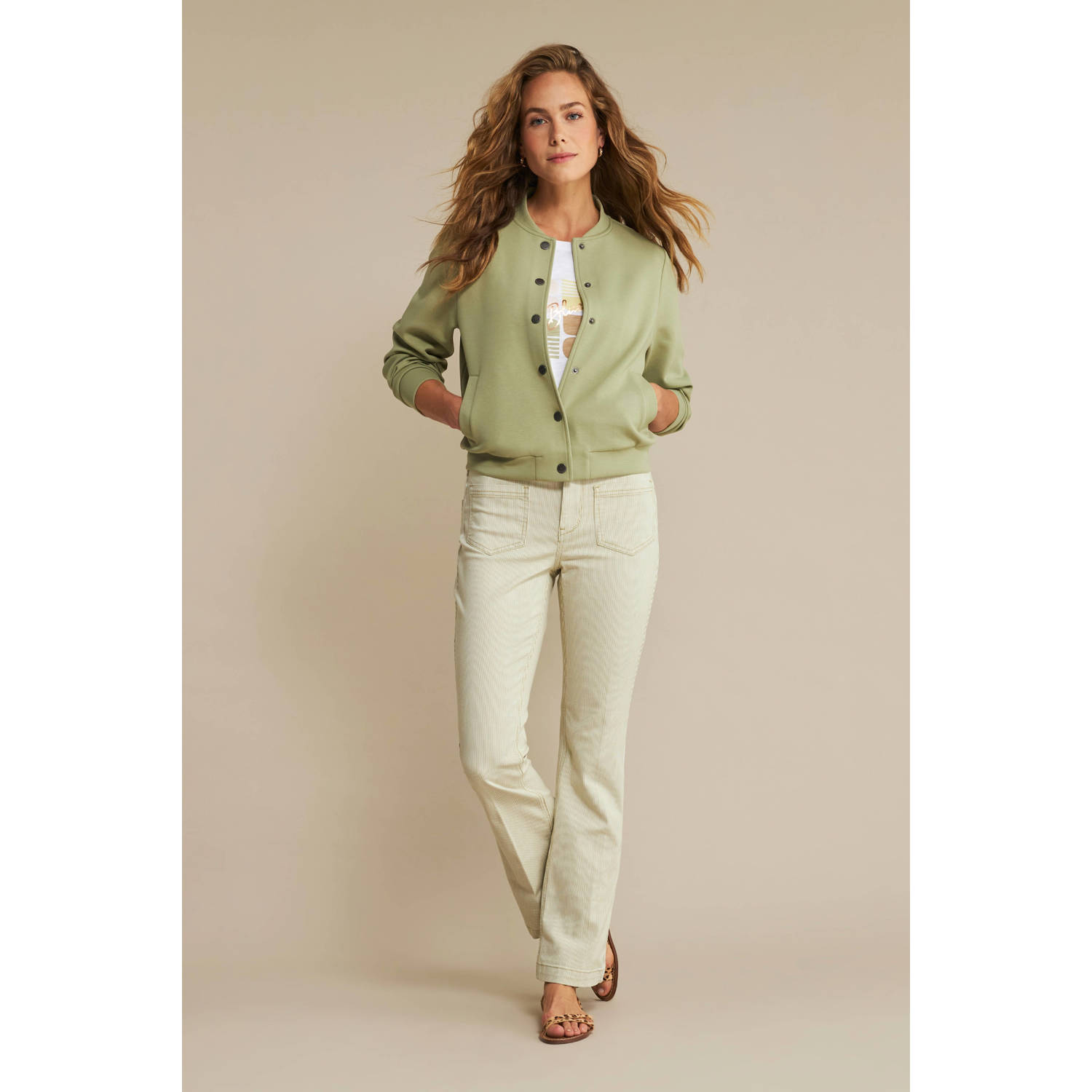 Red Button regular waist flared jeans grijsgroen