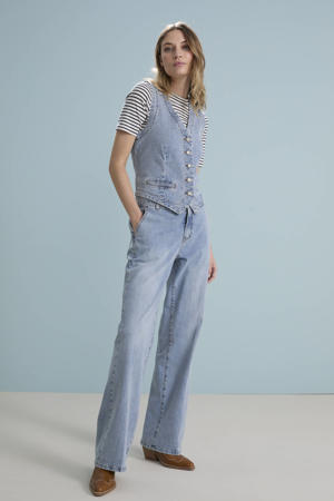 high waist flared jeans light blue denim