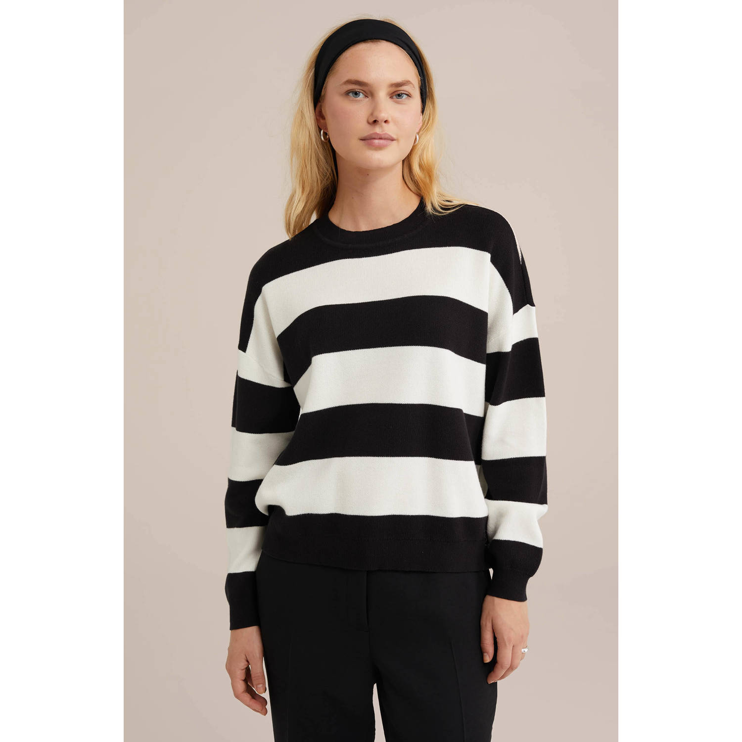 WE Fashion gebreide trui zwart