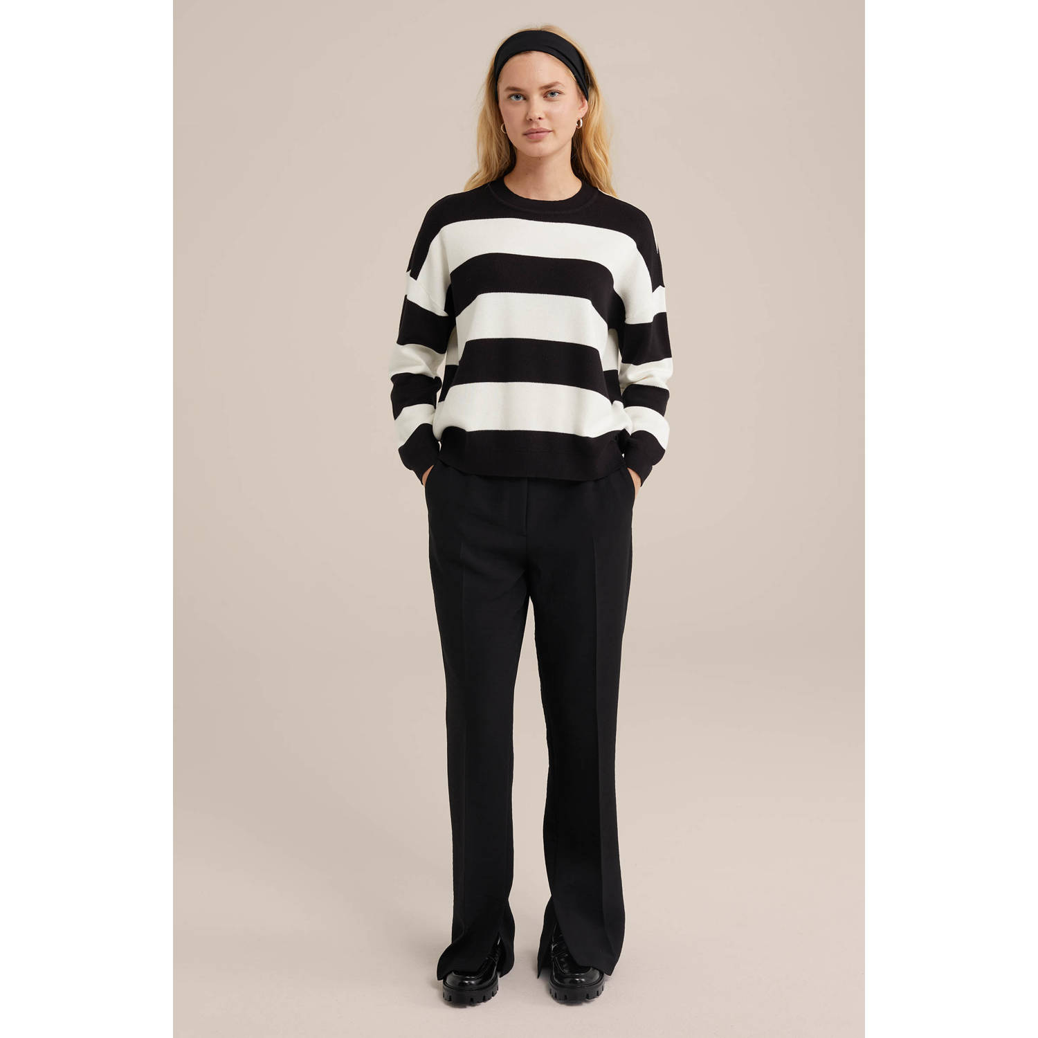 WE Fashion gebreide trui zwart