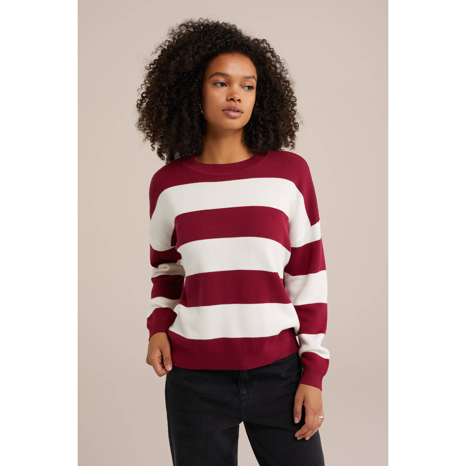 WE Fashion gebreide trui donkerrood
