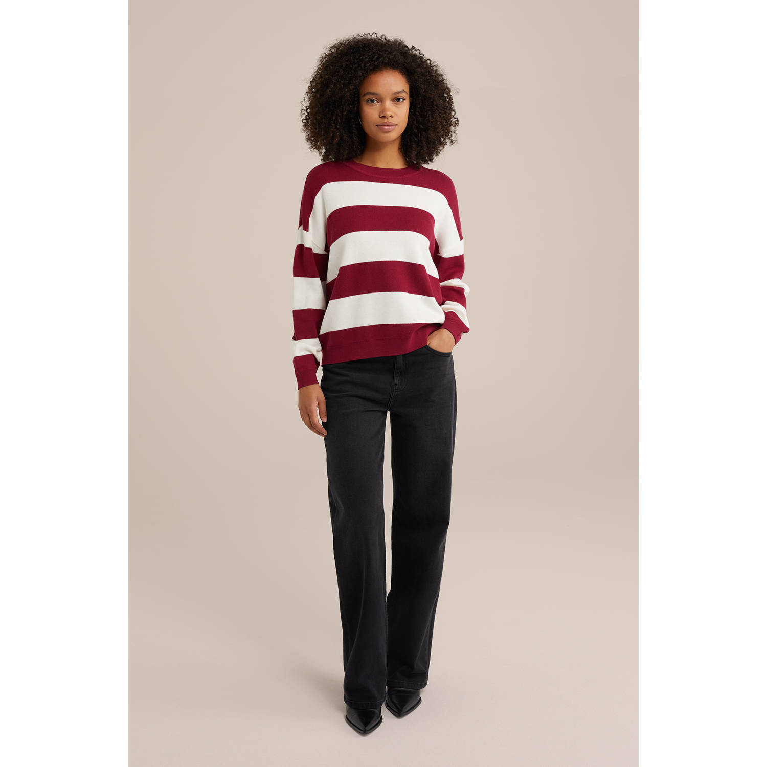 WE Fashion gebreide trui donkerrood