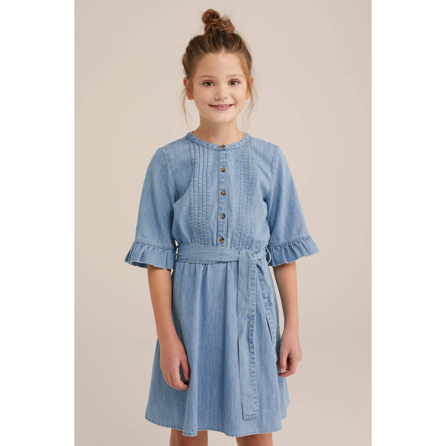 WE Fashion Blue Ridge spijkerjurk light blue denim