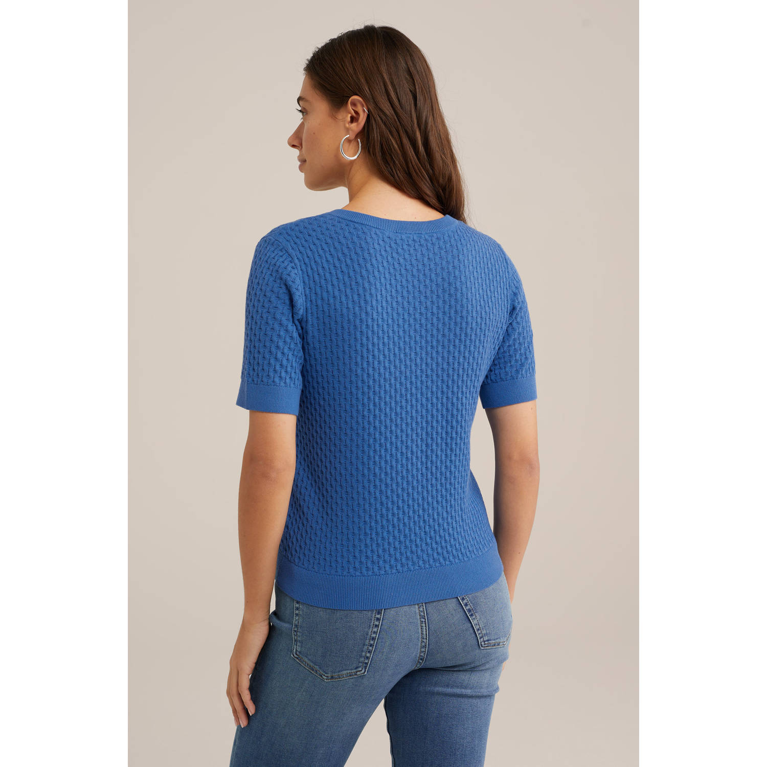 WE Fashion trui blauw gebreid