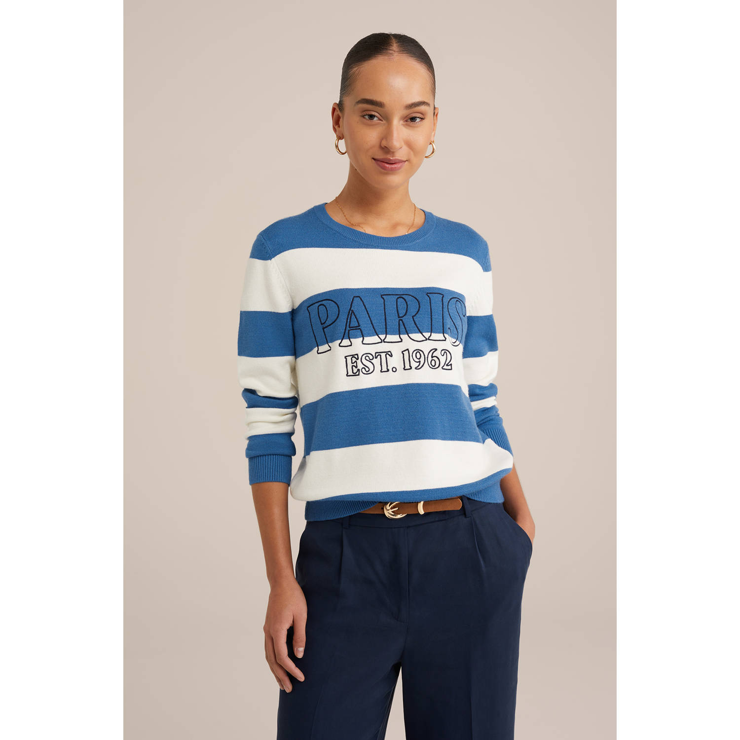 WE Fashion trui blauw gebreid
