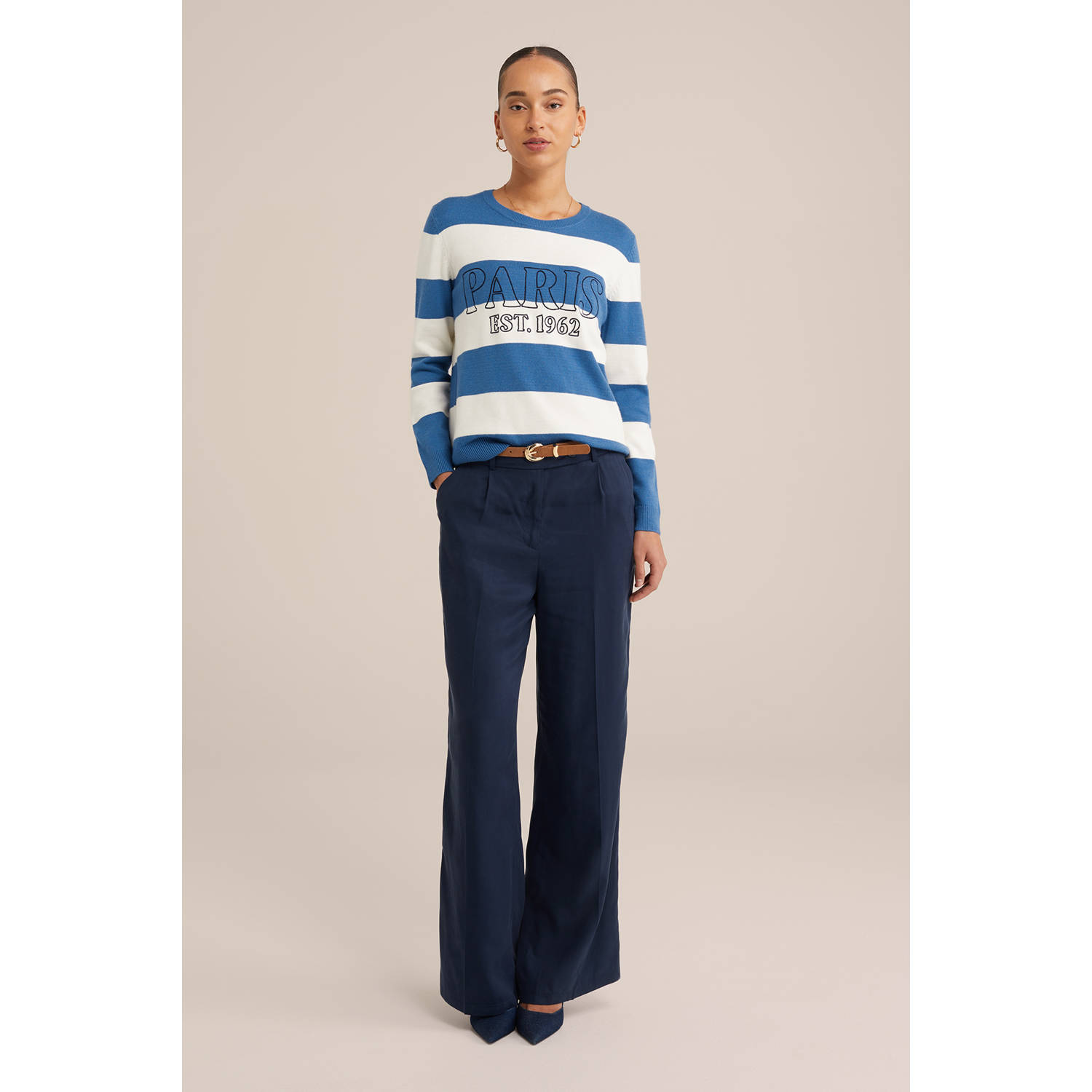 WE Fashion trui blauw gebreid