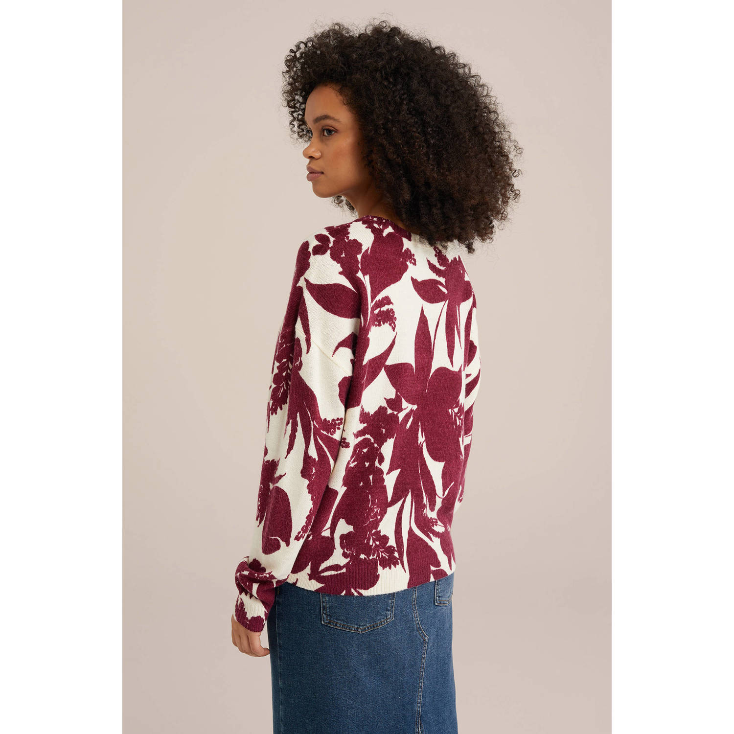 WE Fashion pullover donkerrood gebreid