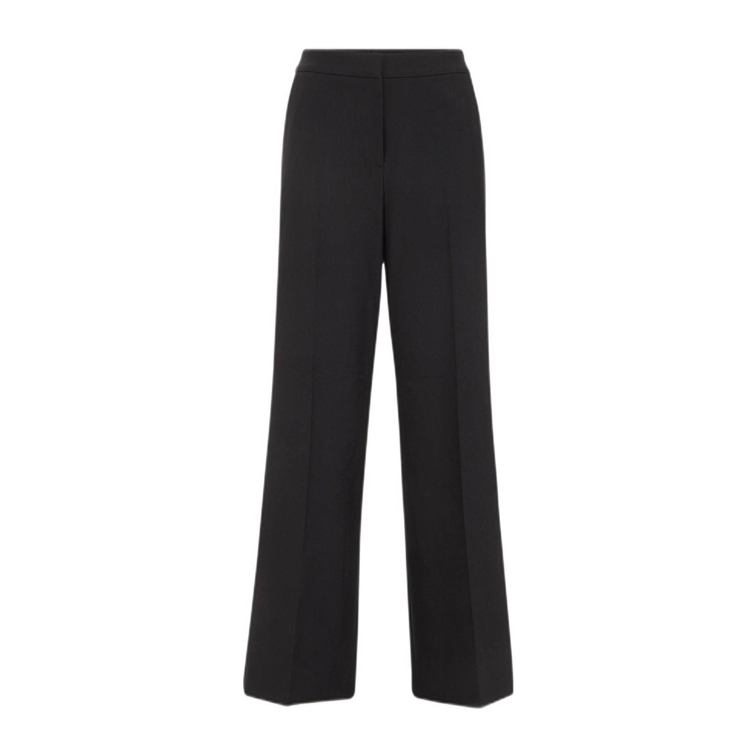 wide leg high waist pantalon zwart