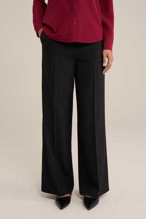 wide leg high waist pantalon zwart