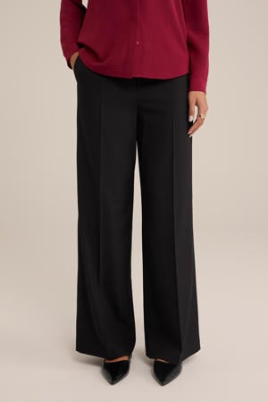 wide leg high waist pantalon zwart
