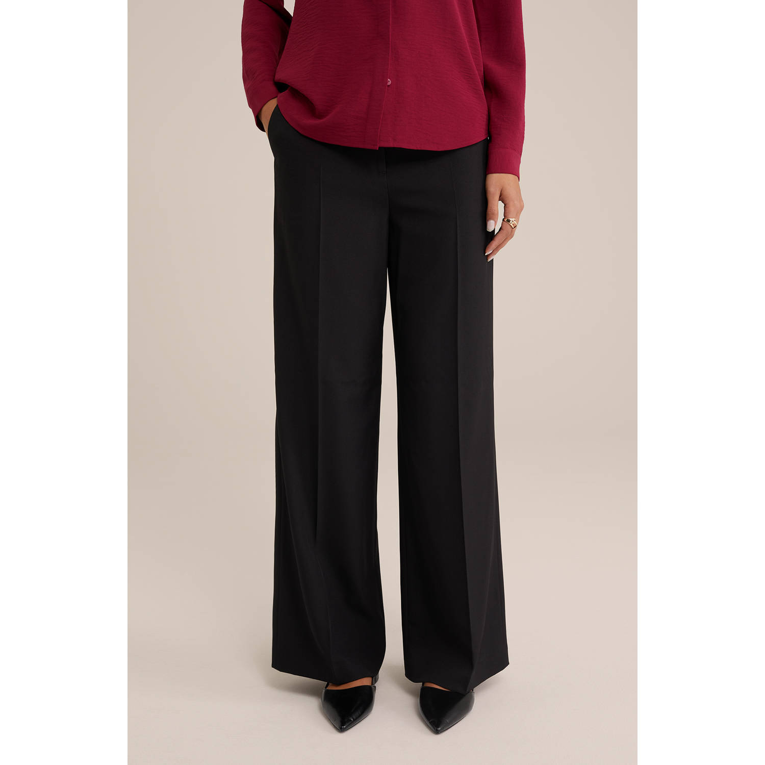 Wide leg high waist pantalon zwart
