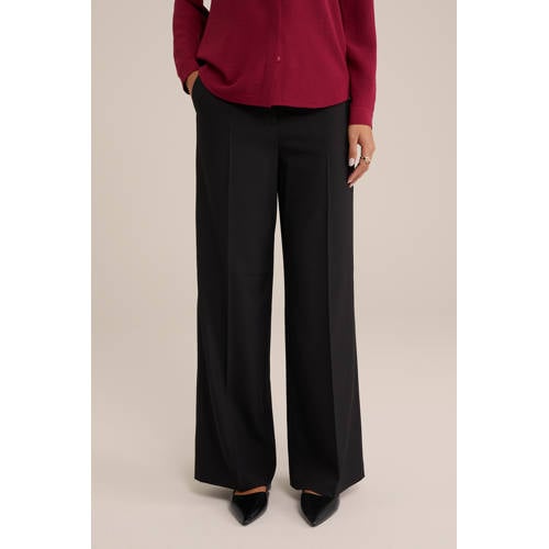 WE Fashion wide leg high waist pantalon zwart afbeelding