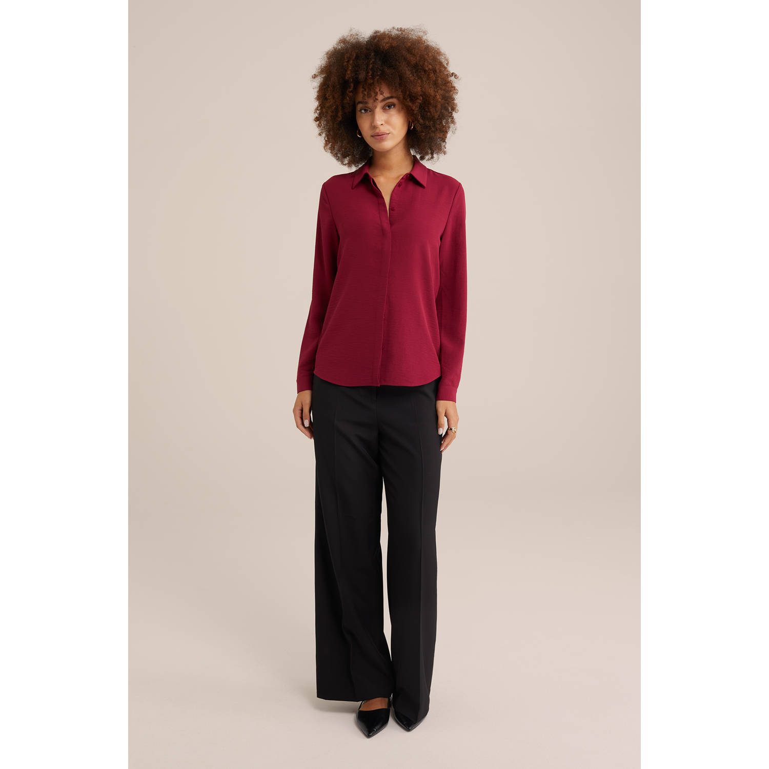 wide leg high waist pantalon zwart
