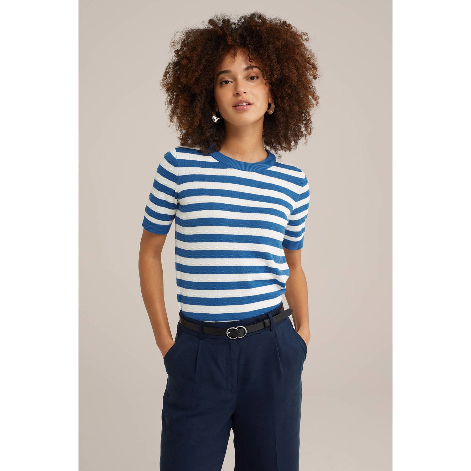 WE Fashion trui blauw gebreid