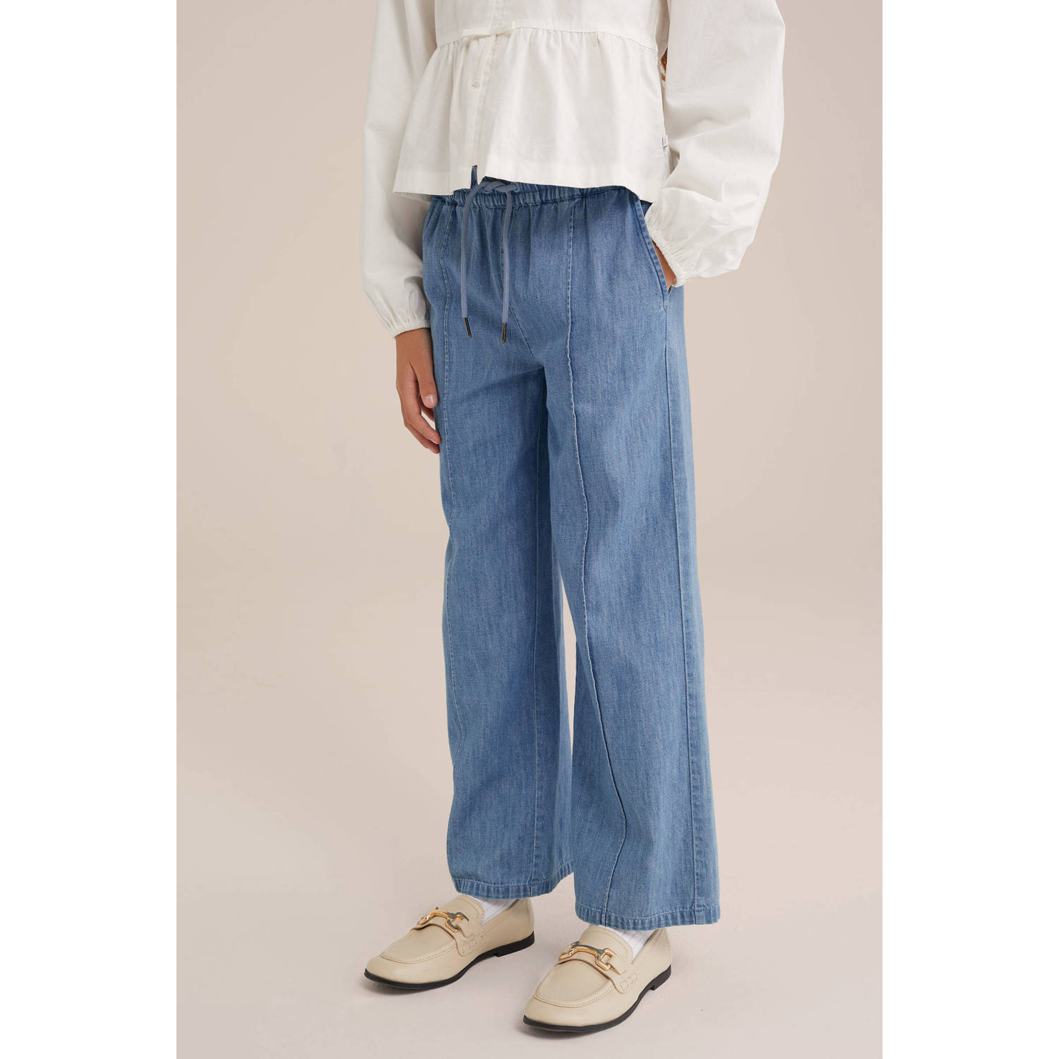 WE Fashion Blue Ridge straight fit sweatpant light blue denim