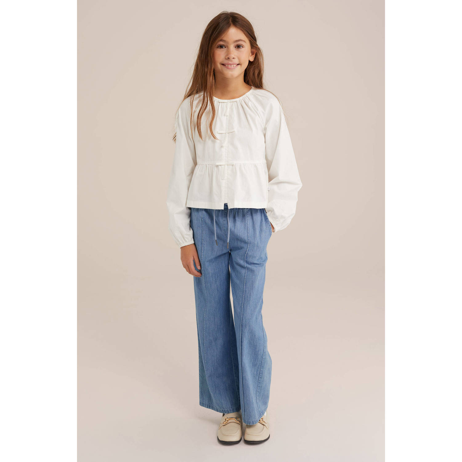 WE Fashion Blue Ridge straight fit sweatpant light blue denim