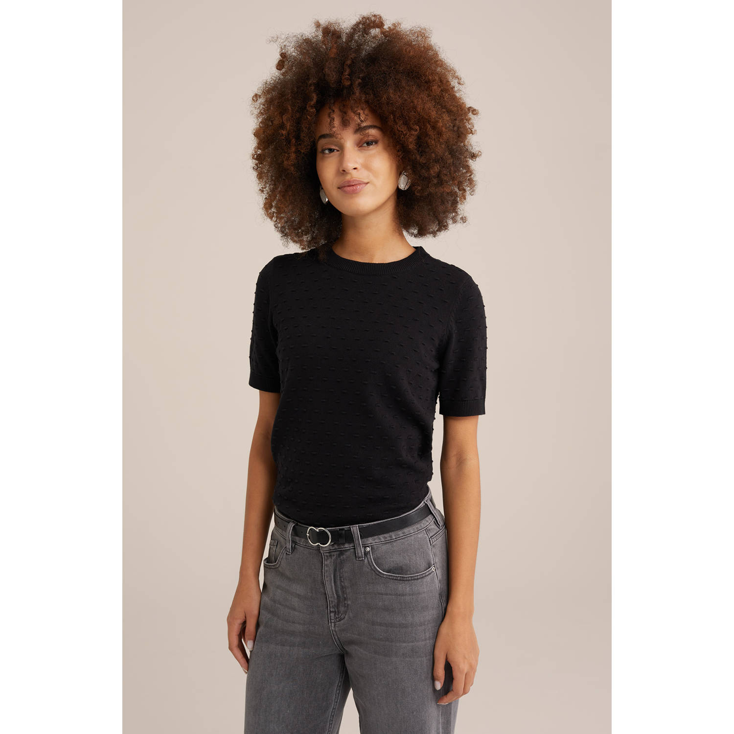 WE Fashion trui zwart gebreid