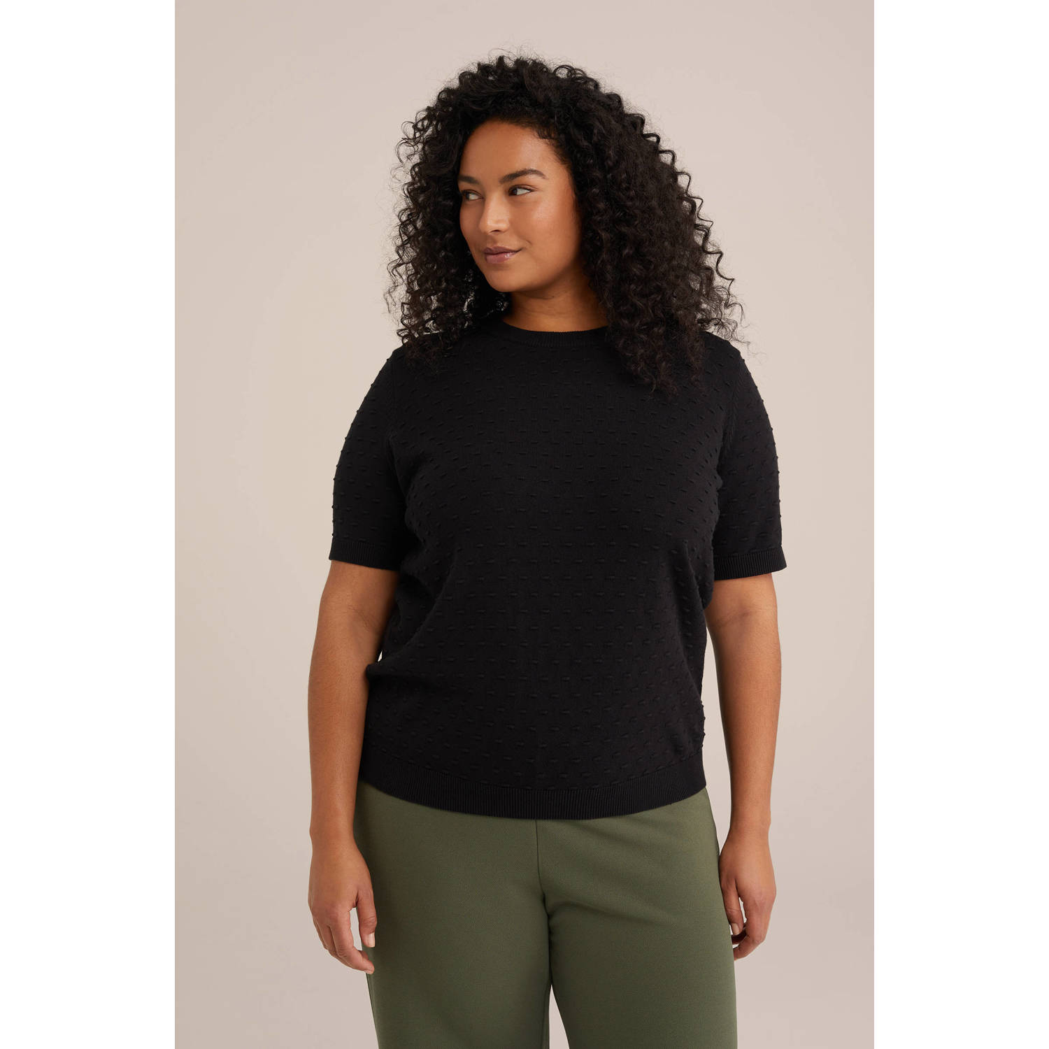 WE Fashion Curve trui zwart