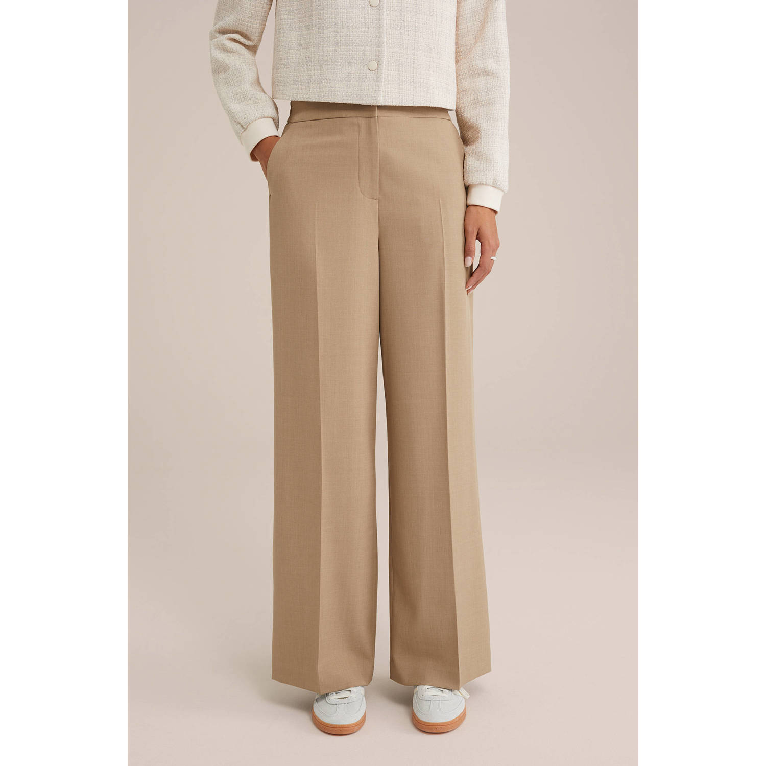 WE Fashion wide leg high waist pantalon beige