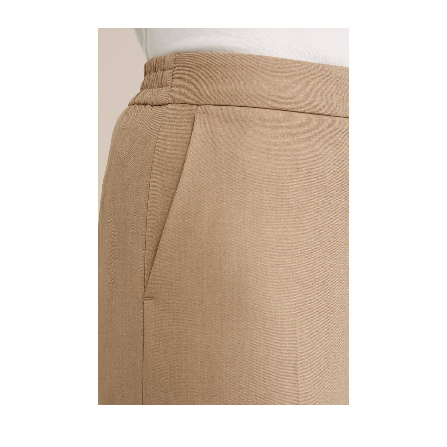 wide leg high waist pantalon beige