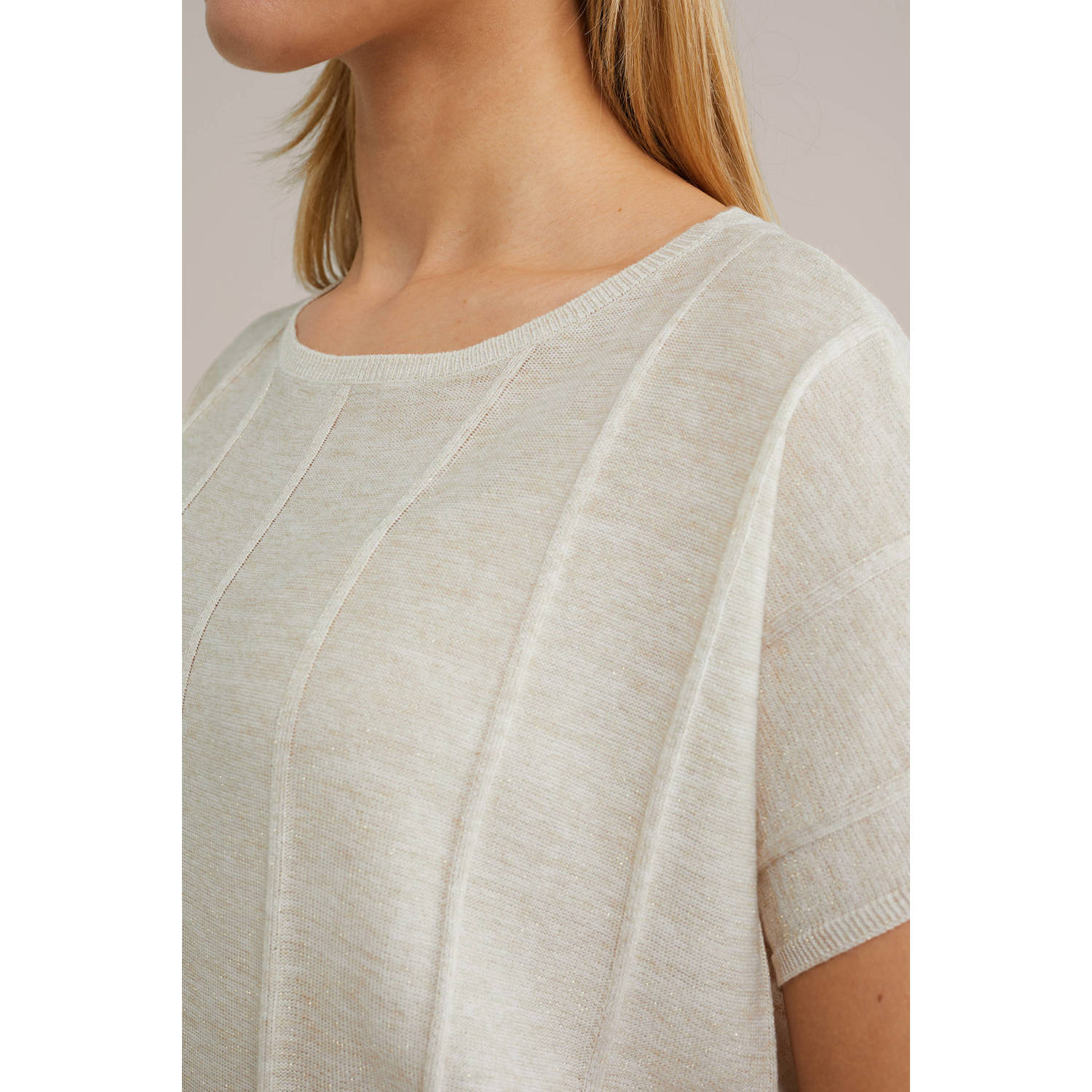 WE Fashion top beige fijn gebreid
