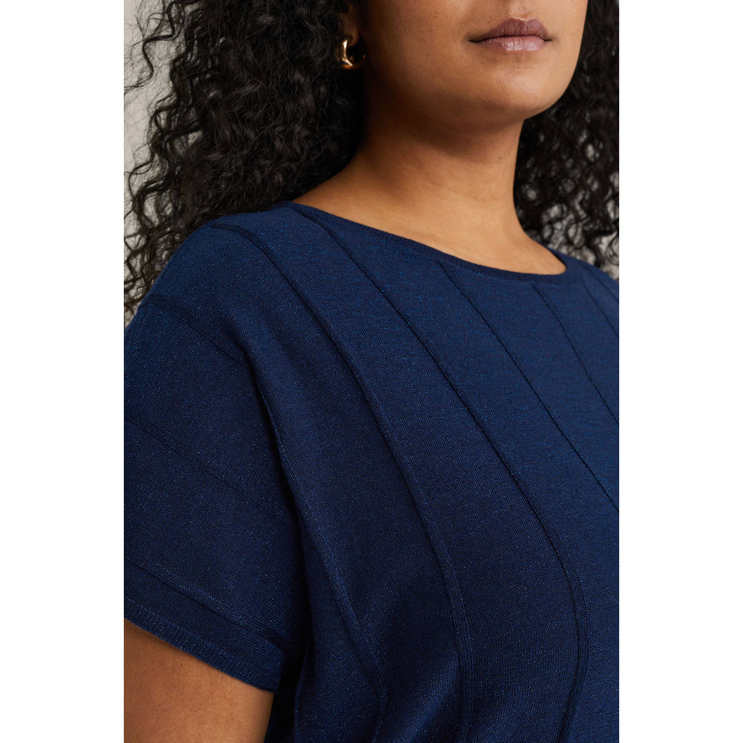 WE Fashion Curve top donkerblauw