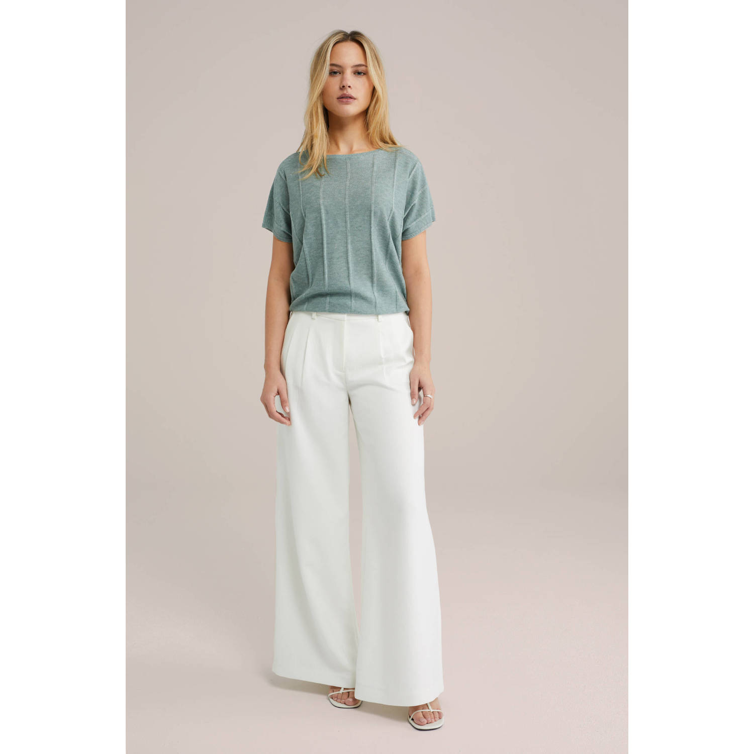 WE Fashion top lichtgroen fijn gebreid