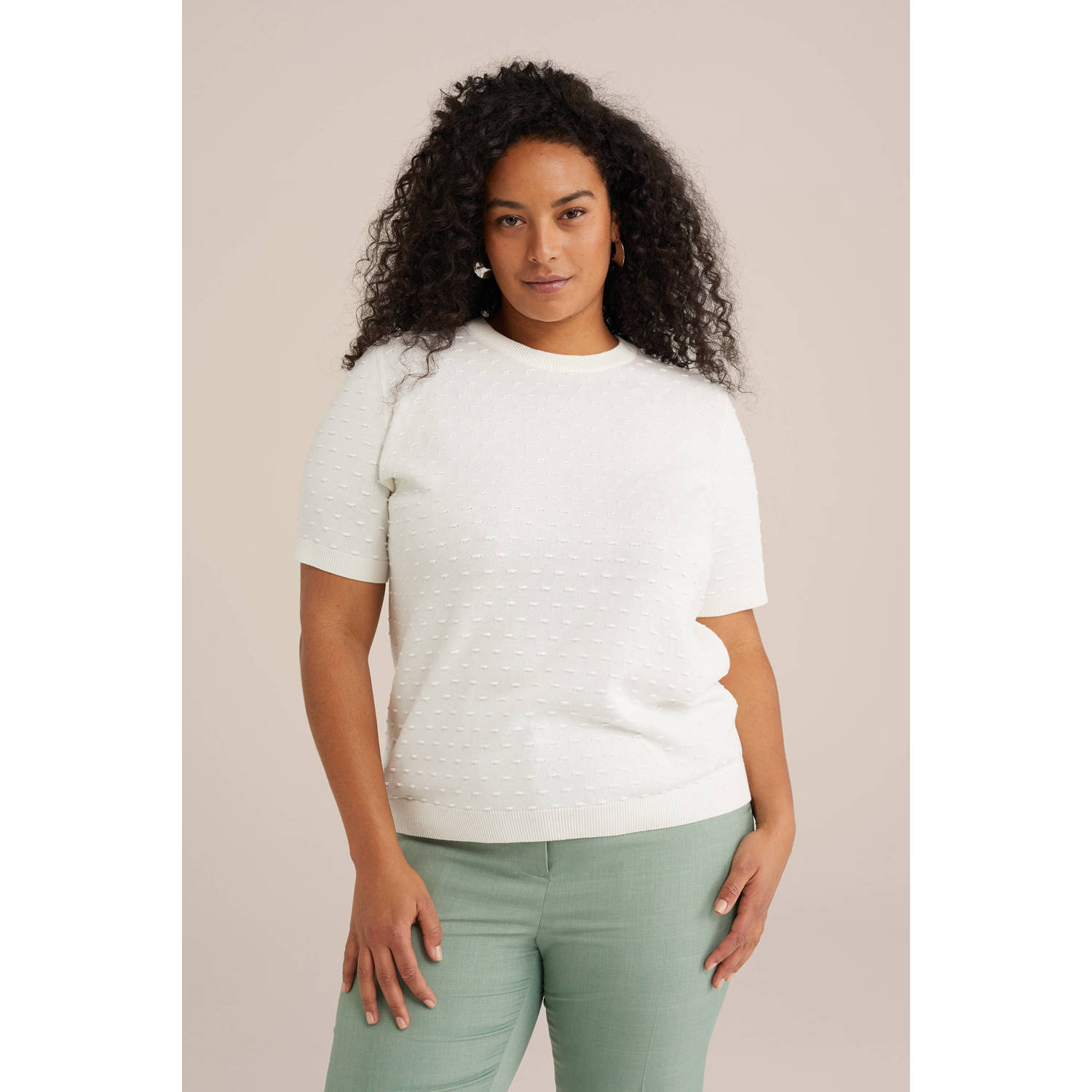 WE Fashion Curve trui ecru