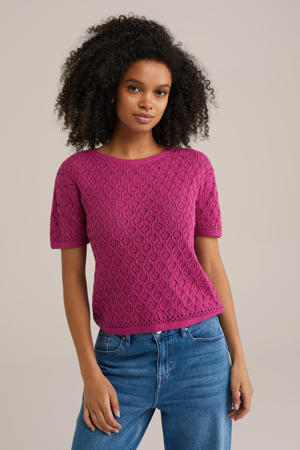 trui fuchsia fijn gebreid
