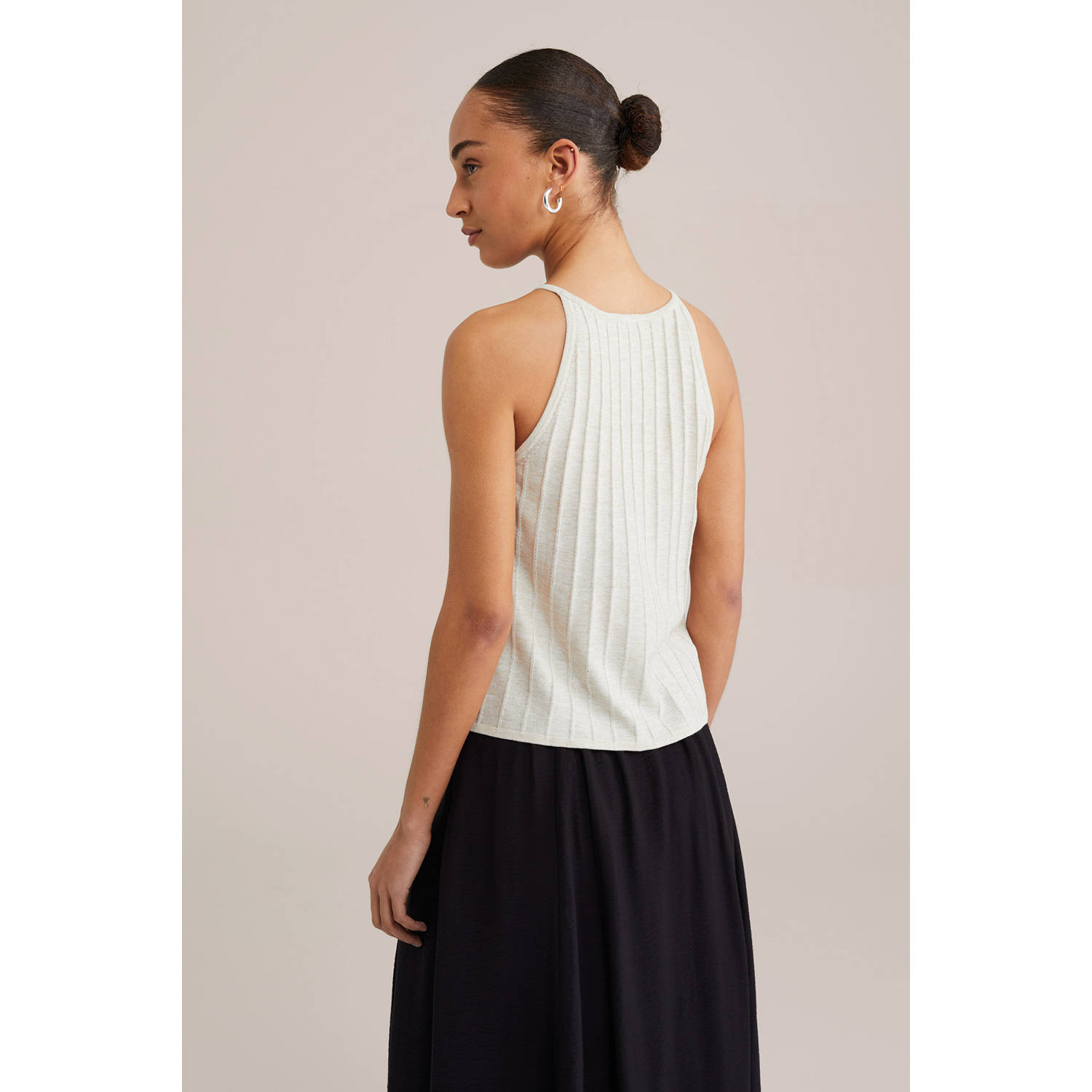 WE Fashion top beige fijn gebreid