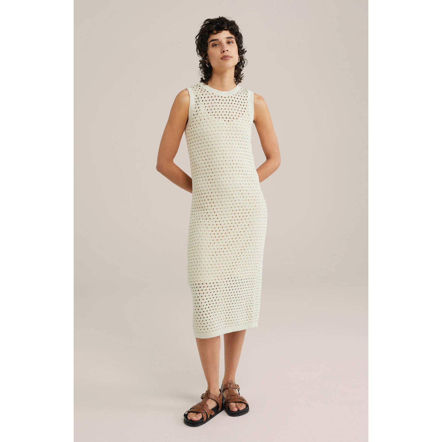 WE Fashion zomerjurk crochet ecru
