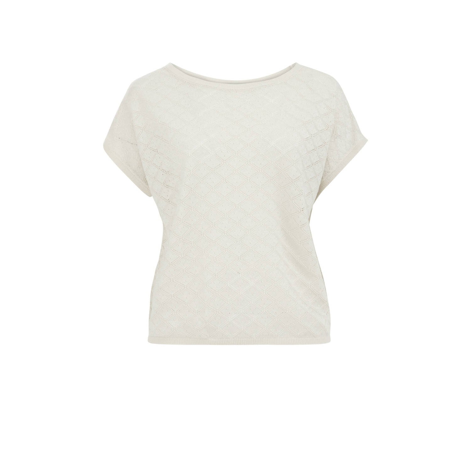 WE Fashion Curve top wit fijn gebreid