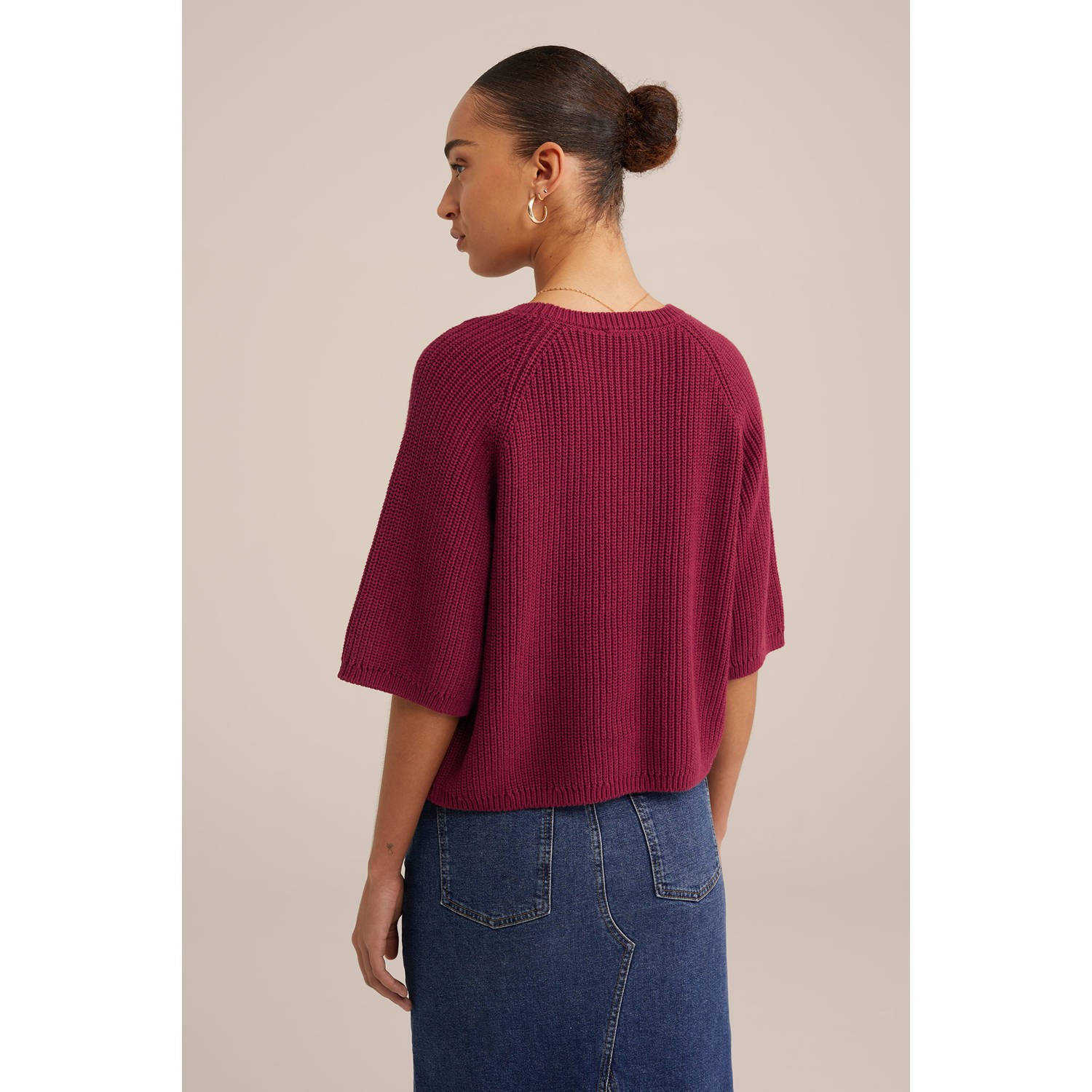 WE Fashion gebreide trui donkerrood