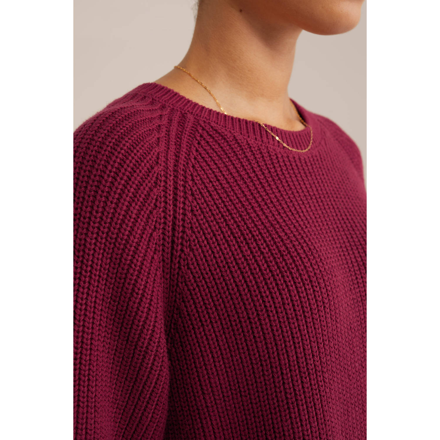 WE Fashion gebreide trui donkerrood