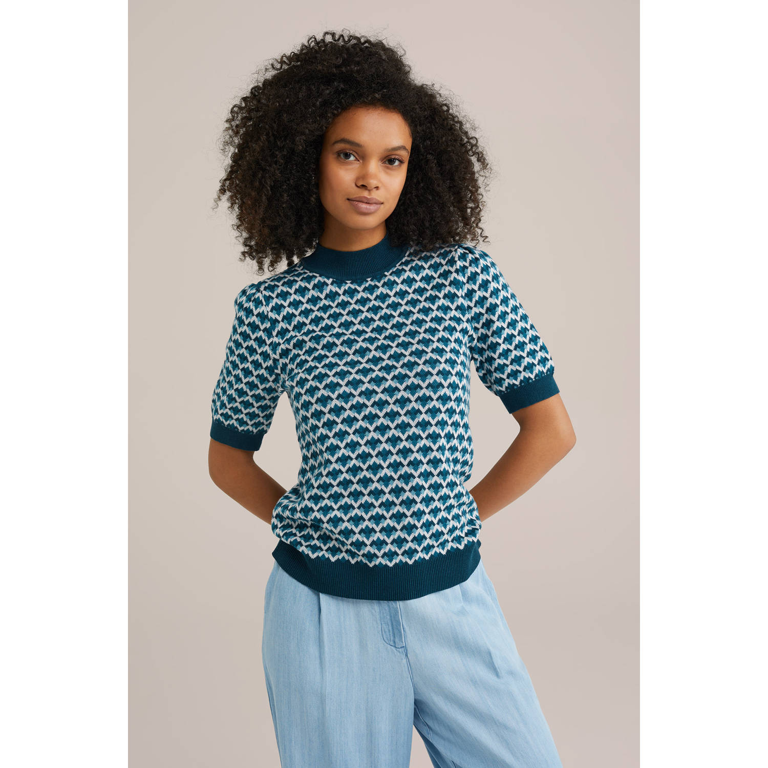WE Fashion trui blauw gebreid