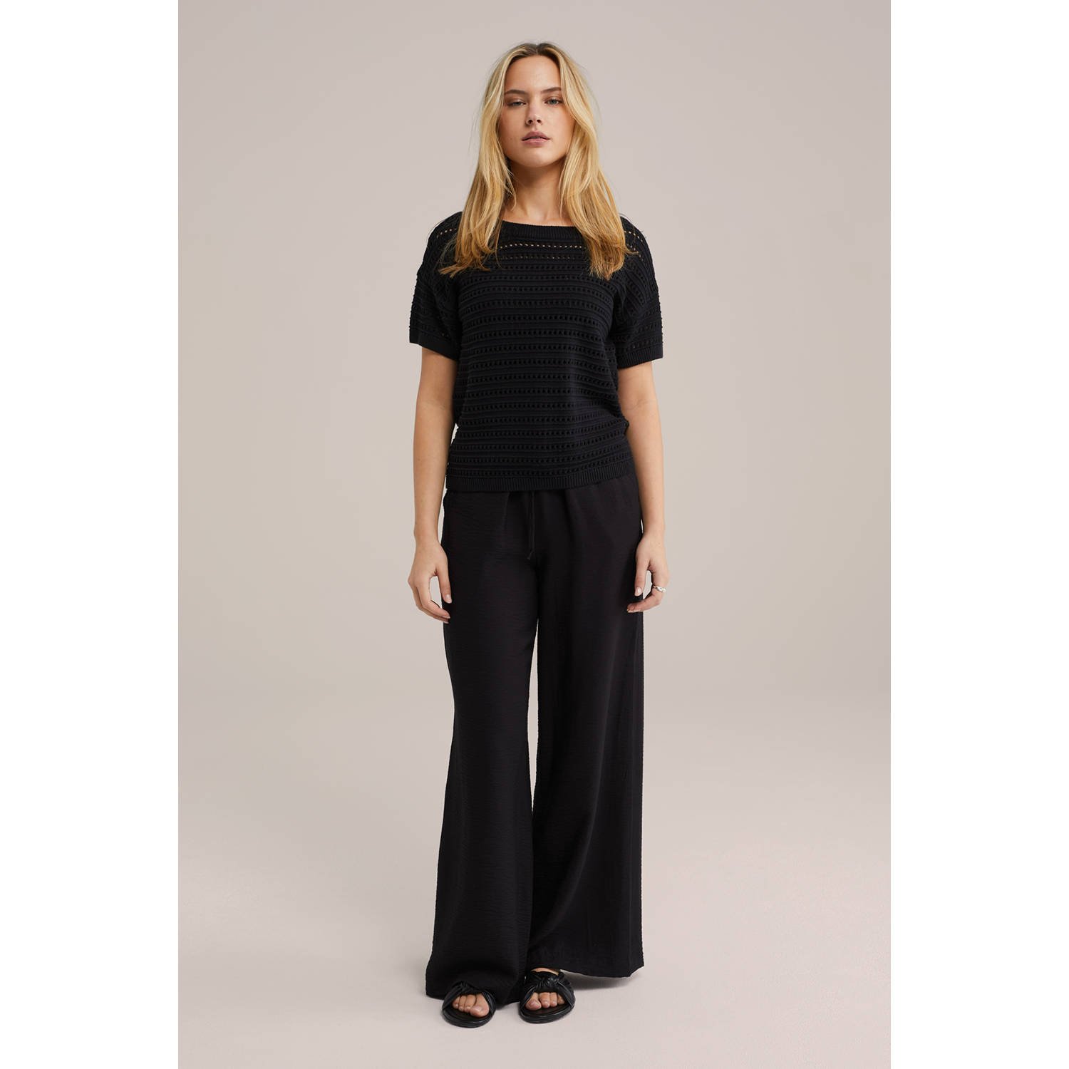 WE Fashion gebreide trui zwart