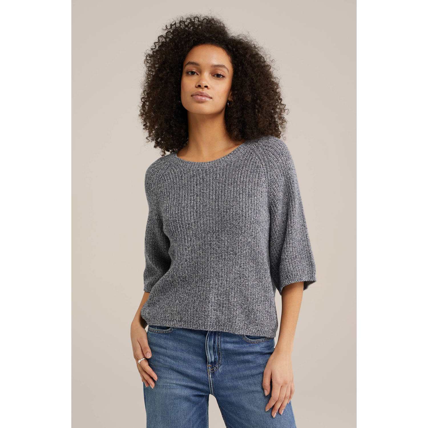 WE Fashion gebreide trui donkerblauw