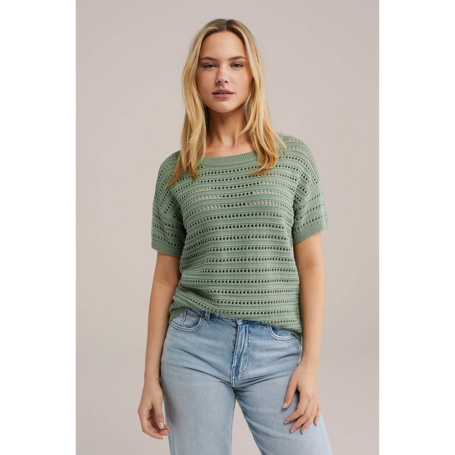WE Fashion gebreide trui lichtgroen