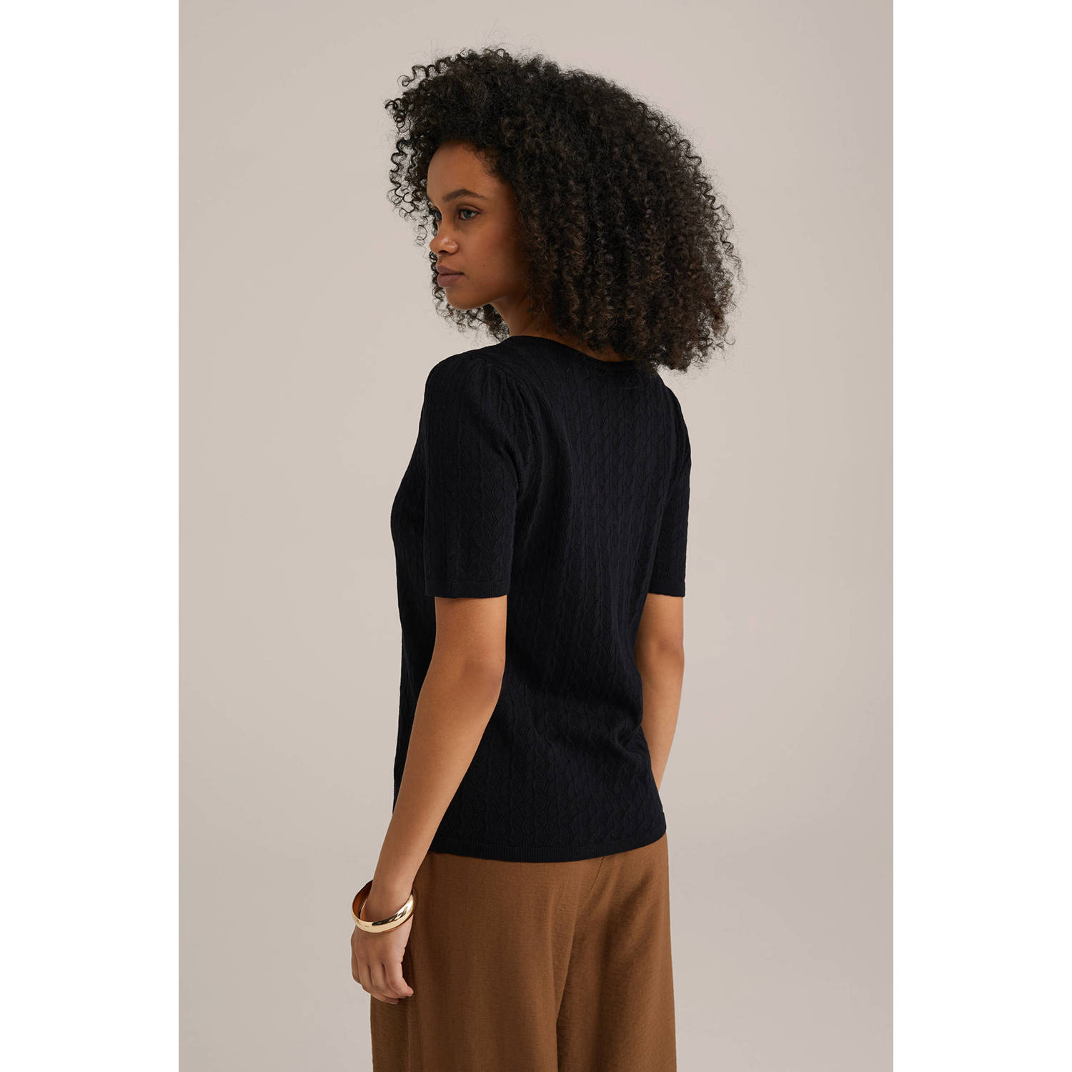 WE Fashion top zwart fijn gebreid