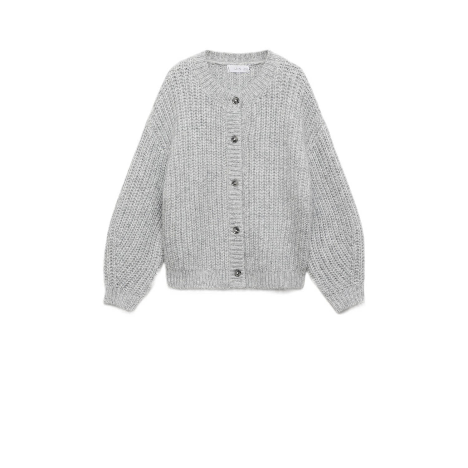Mango Kids vest grijs grof gebreid