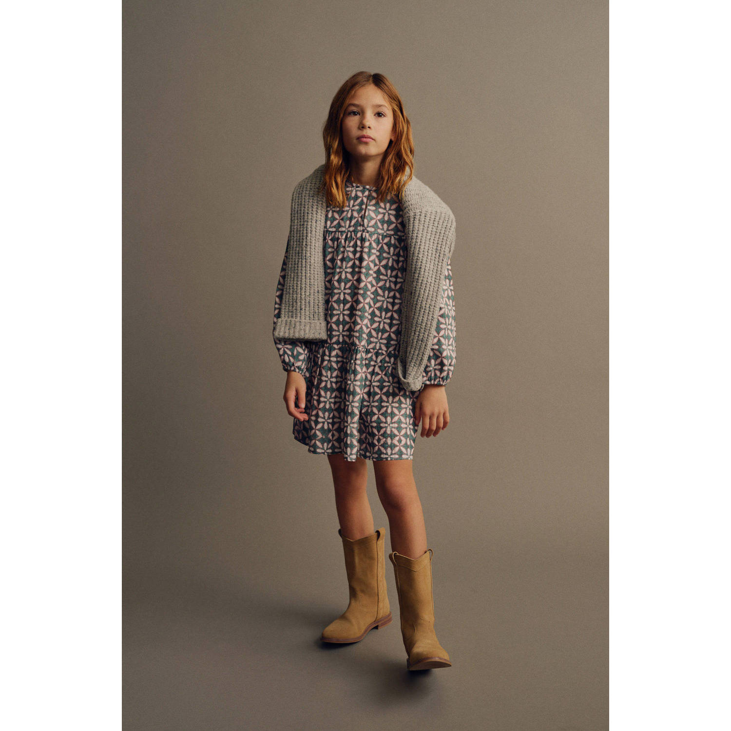 Mango Kids A-lijn jurk groen