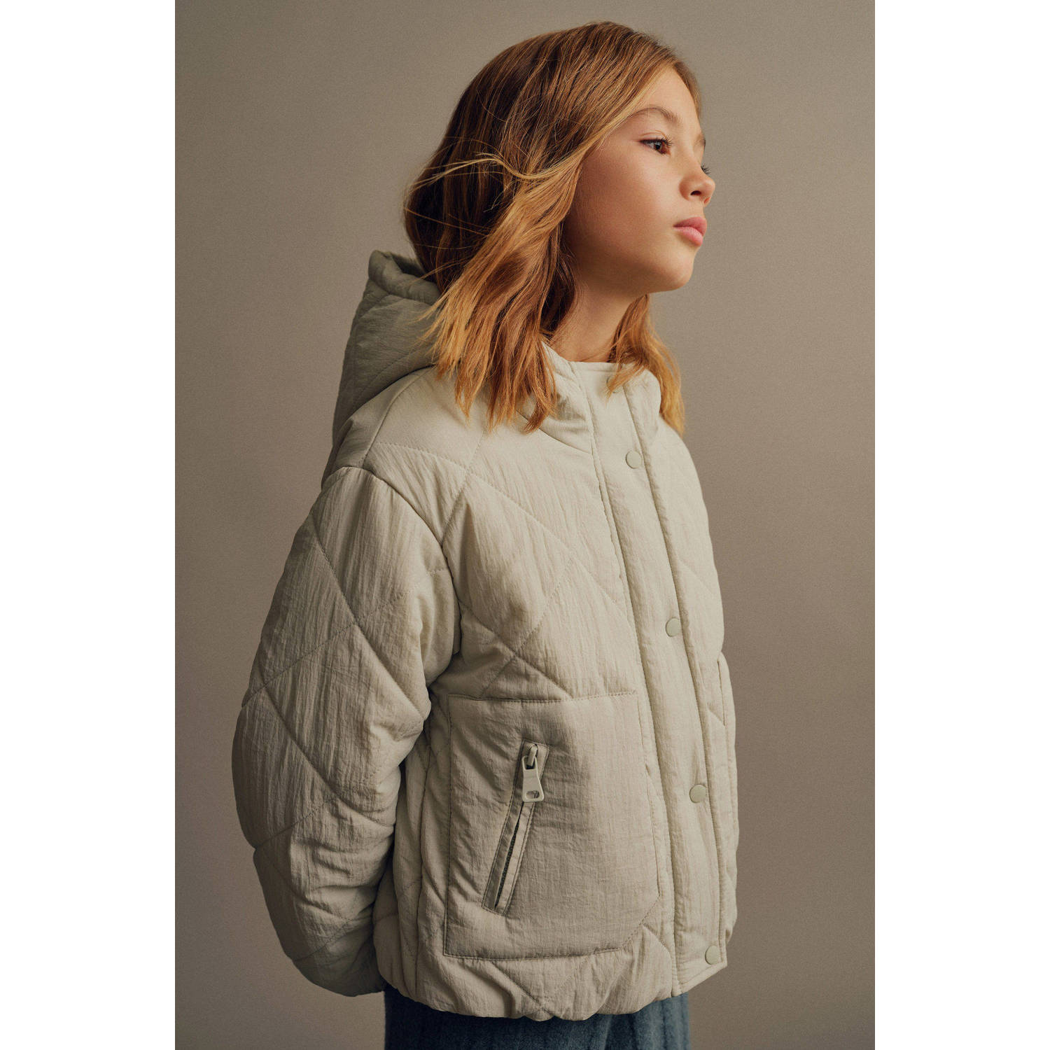 Mango Kids gewatteerde jas beige