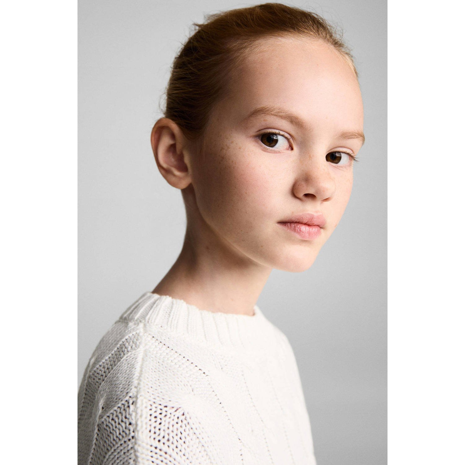 Mango Kids gebreide trui beige met kabels