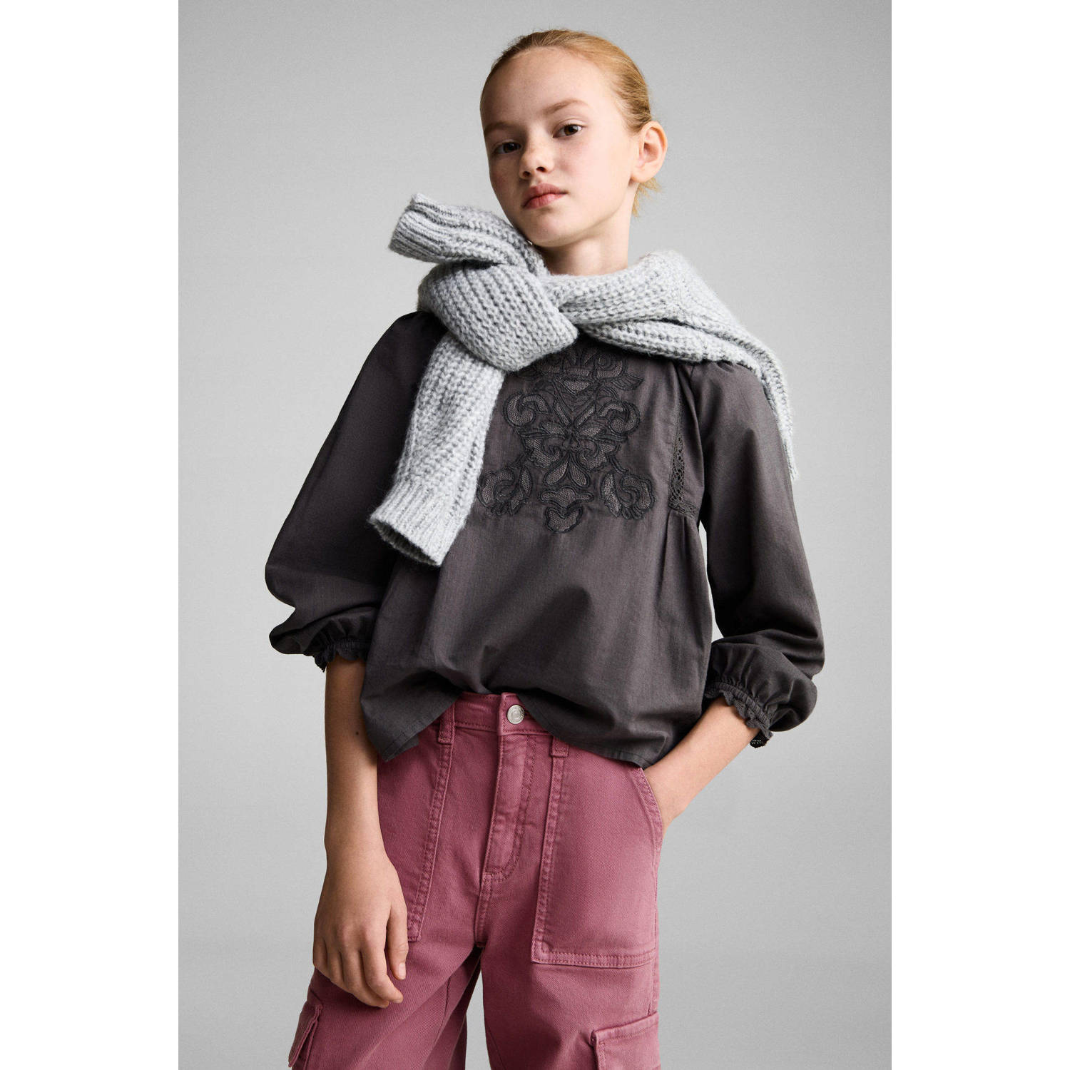 Mango Kids cargo broek donkerrood
