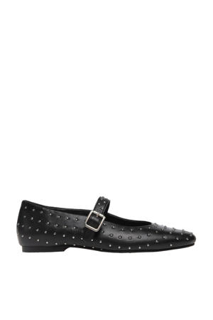  leren ballerina's zwart