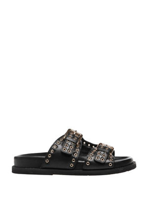   leren slippers zwart